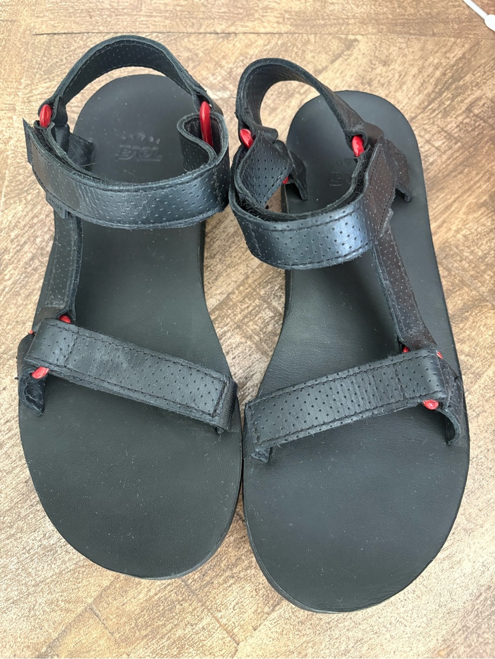 Teva Black Sandals with Red Accents